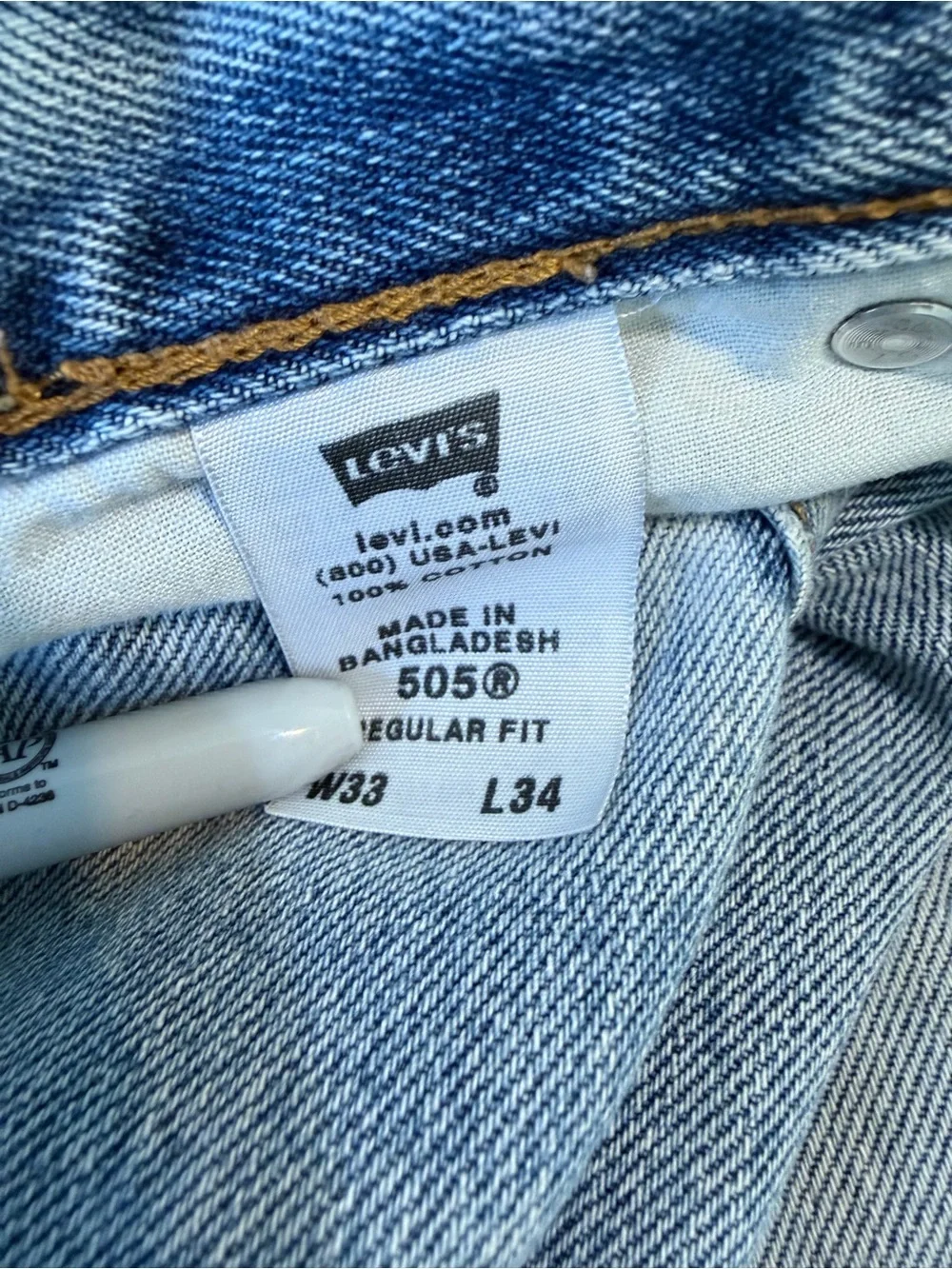 Levi’s 505 Regular Fit Jeans Light Wash Distressed Frayed Hem W38 L34 Vintage